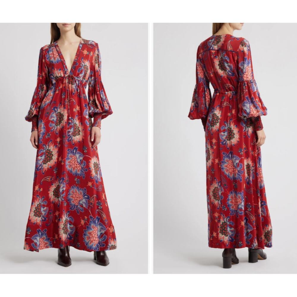 FARM Rio Luang Long Sleeve Floral Maxi Dress XS Screen Worn Outer Banks Fall